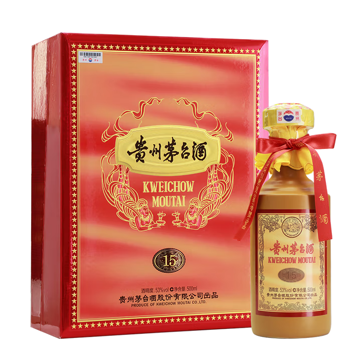 Moutai (MOUTAI) Guizhou Moutai 53% Feitian Moutai aged wine Maotai flavor liquor gift box collection gift 53% 500mL 1 bottle (fifteen years 15 years) single bottle