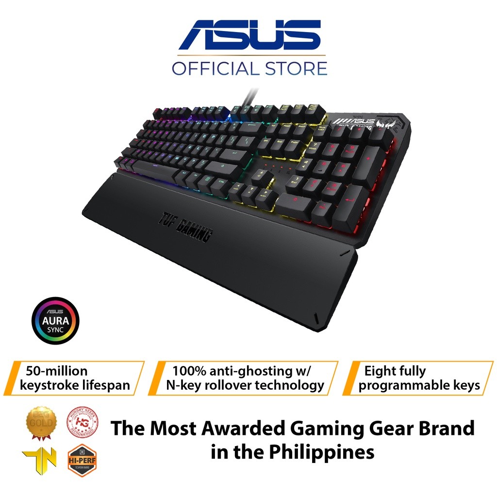 ASUS TUF Gaming K3 RGB mechanical keyboard with N-key rollover and Aura Sync lighting